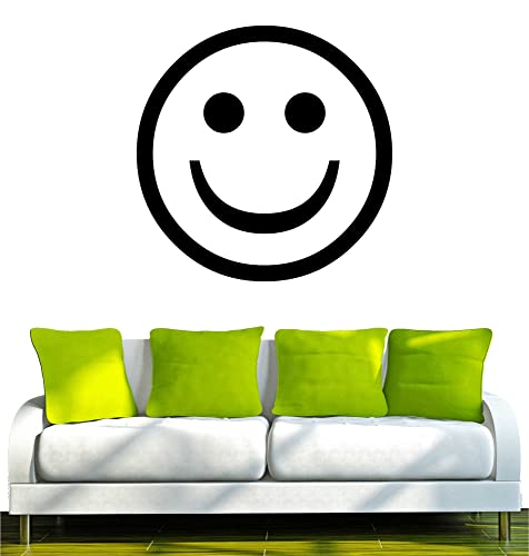 WANDTATTOO w704 glückliches Lächeln - glücklicher Smiley - Wandaufkleber 96x96 cm schwarz - Dekoration Fensterfolie - Wandaufkleber - Kinderzimmer Wohnzimmer Schlafzimmer Küche Badezimmer von INDIGOS UG