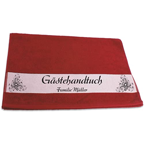INDIGOS UG - Walkfrottier Handtuch rot mit Foto individuell Bedruckt Motiv - selbst gestalten - 50x100 cm - personalisierte Geschenk-Idee - 100% Baumwolle - Fotohandtuch mit eigenem Wunschtext von INDIGOS UG