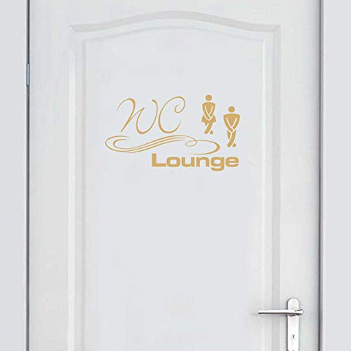 INDIGOS UG Wandtattoo - Wandaufkleber - Tür- Wandtattoo WC Lounge - 30cm x 17cm Gold - Dekoration Küche Wohnzimmer Wand von INDIGOS UG