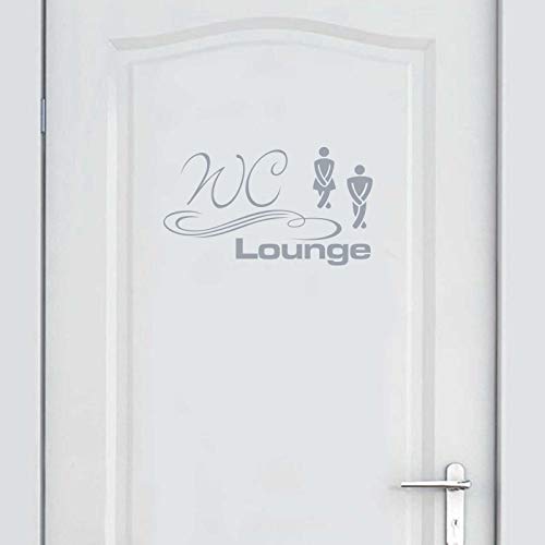 INDIGOS UG Wandtattoo - Wandaufkleber - Tür- Wandtattoo WC Lounge - 30cm x 17cm Silber - Dekoration Küche Wohnzimmer Wand von INDIGOS UG