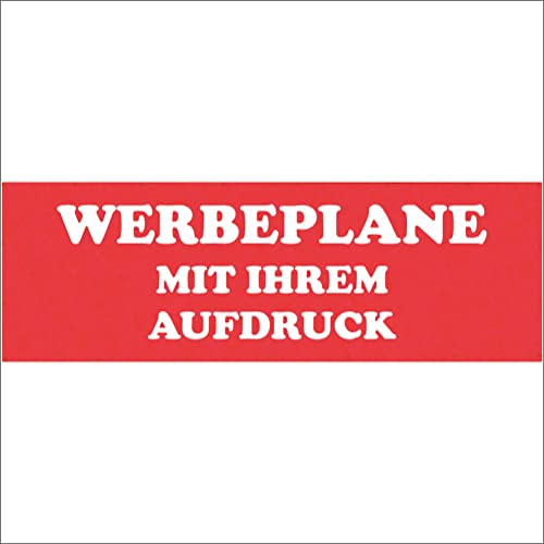 Werbeplane Gerüstplane - 100x50cm - individuell Wunschtext Text - für Baustelle, Garten, Zaun, Konzert, Gerüst mit Saum und Ösen - bedruckt - Plane Banner - freie Farbwahl sehr stabil 500g m² von INDIGOS UG