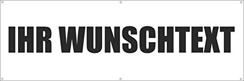 Werbeplane Gerüstplane - 300x100 cm individuell Wunschtext Text - für Baustelle, Garten, Zaun, Konzert, Gerüst mit Saum und Ösen - mit Folie beschriftet - Plane Banner - freie Farbwahl sehr stabil von INDIGOS UG