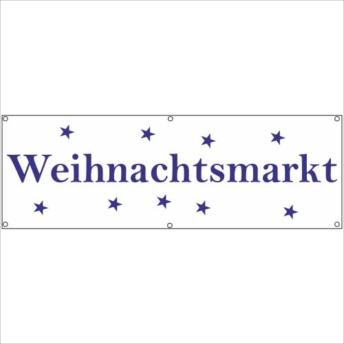 Werbeplane - Gerüstplane - p082 - Weihnachtsmarkt - NEU - 150x50 cm - Plane für Baustelle, Garten, Zaun oder Veranstaltung im Sommer - Winter - auch personalisiert von INDIGOS UG