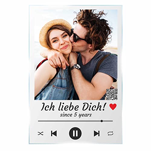 INDIGOS Musik Bild - Song Cover - 30x20 cm - personalisiert - Geschenk - Acrylglas - für Frauen & Männer - individuell mit Wunsch Foto und Wunsch Text - Fotogeschenk für Sie & Ihn von INDIGOS