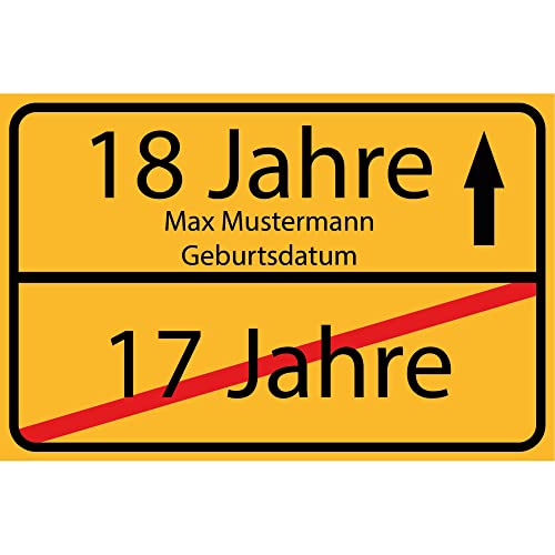 INDIGOS UG - 18 Jahre personalisiert - Wunschtext - Geburtstag Ortsschild Deko für Party - 40x30cm - Ortsschild Herzlichen Glückwunsch - Spruch - Design Deko Geschenkidee 18. Birthday von INDIGOS