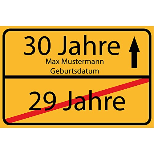 INDIGOS UG - 30 Jahre personalisiert - Wunschtext - Geburtstag Ortsschild Deko für Party - 40x30cm - Ortsschild Herzlichen Glückwunsch - Spruch - Design Deko Geschenkidee 30. Birthday von INDIGOS