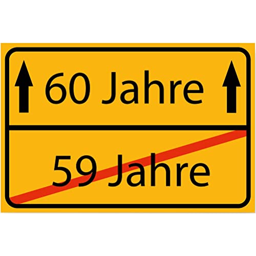 INDIGOS UG - 60 Jahre Geburtstag Schild Deko für Party - 60x40cm - PVC 5mm gelb - Ortsschild Herzlichen Glückwunsch - Spruch - Ortsschild Design Deko Geschenkidee 60. Birthday INDIGOS UG - 60 Jahre Geburtstag Schild Deko für Party - 60x40cm - PVC 5mm gelb - Ortsschild Herzlichen Glückwunsch - Spruch - Ortsschild Design Deko Geschenkidee 60. Birthday von INDIGOS