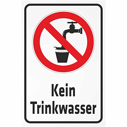 INDIGOS UG - Alu - Dibond Schilder 3mm - Sicherheit - Kein Trinkwasser - Kombi - 400x300 mm - Hotel, Firma, Schutz, KITA, Arzt, Praxis, Wohnung von INDIGOS