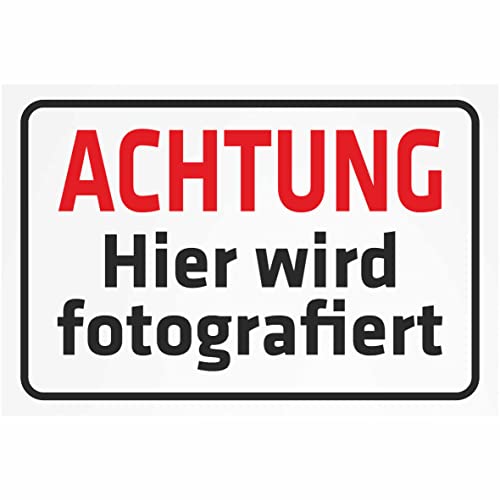 INDIGOS UG - Aluverbundplatte Schilder 3mm - Sicherheit - Achtung - Hier wird fotografiert - 300x200 mm - Hotel, Firma, Schutz, KITA, Arzt, Praxis, Wohnung von INDIGOS