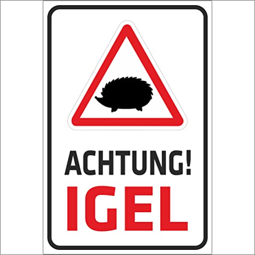 INDIGOS UG - Aluverbundplatte Schilder 3mm - Sicherheit - Achtung Igel - 600x400 mm - Hotel, Firma, Schutz, KITA, Arzt, Praxis, Wohnung von INDIGOS