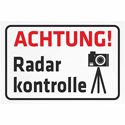 INDIGOS UG - Aluverbundplatte Schilder 3mm - Sicherheit - Achtung - Radarkontrolle - 400x300 mm - Hotel, Firma, Schutz, KITA, Arzt, Praxis, Wohnung von INDIGOS