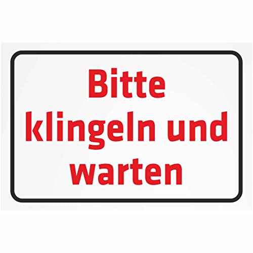 INDIGOS UG - Aluverbundplatte Schilder 3mm - Sicherheit - Bitte klingeln und warten - 200x150 mm - Hotel, Firma, Schutz, KITA, Arzt, Praxis, Wohnung von INDIGOS