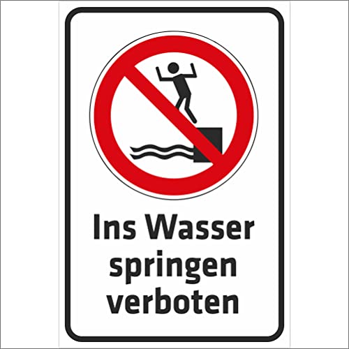 INDIGOS UG - Schild Ins Wasser springen verboten - 400x300 mm - 3mm Aluverbund Schilder für Hotel, Firma, Schutz, Kita, Arzt, Praxis, Wohnung - UV- & wetterbeständig - Hinweisschild - Warnschild INDIGOS UG - Schild Ins Wasser springen verboten - 400x300 mm - 3mm Aluverbund Schilder für Hotel, Firma, Schutz, Kita, Arzt, Praxis, Wohnung - UV- & wetterbeständig - Hinweisschild - Warnschild von INDIGOS