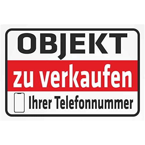 INDIGOS UG - Aluverbundplatte Schilder 3mm - Sicherheit - Objekt zu verkaufen - mit Ihrer Telefonnummer - 800x600 mm - Hotel, Firma, Schutz, KITA, Arzt, Praxis, Wohnung von INDIGOS