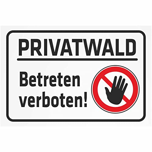 INDIGOS UG - Aluverbundplatte Schilder 3mm - Sicherheit - Privatwald - Betreten verboten - 400x300 mm - Hotel, Firma, Schutz, KITA, Arzt, Praxis, Wohnung von INDIGOS