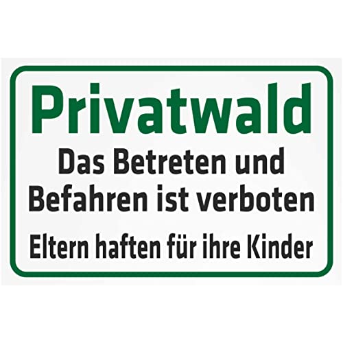 INDIGOS UG - Aluverbundplatte Schilder 3mm - Sicherheit - Privatwald - Das Betreten und Befahren ist verboten - 400x300 mm - Hotel, Firma, Schutz, KITA, Arzt, Praxis, Wohnung von INDIGOS