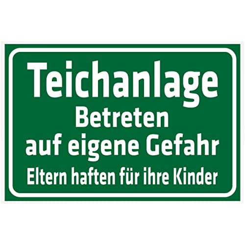 INDIGOS UG - Aluverbundplatte Schilder 3mm - Sicherheit - Teichanlage - Betreten auf eigene Gefahr - 400x300 mm - Hotel, Firma, Schutz, KITA, Arzt, Praxis, Wohnung von INDIGOS