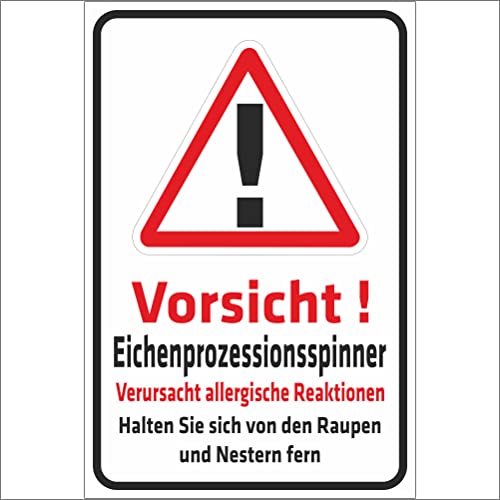 INDIGOS UG - Schild Vorsicht Eichenprozessionsspinner - 200x150 mm - 3mm Aluverbund Schilder für Hotel, Firma, Schutz, Kita, Arzt, Praxis, Wohnung - UV- & wetterbeständig - Hinweisschild - Warnschild von INDIGOS