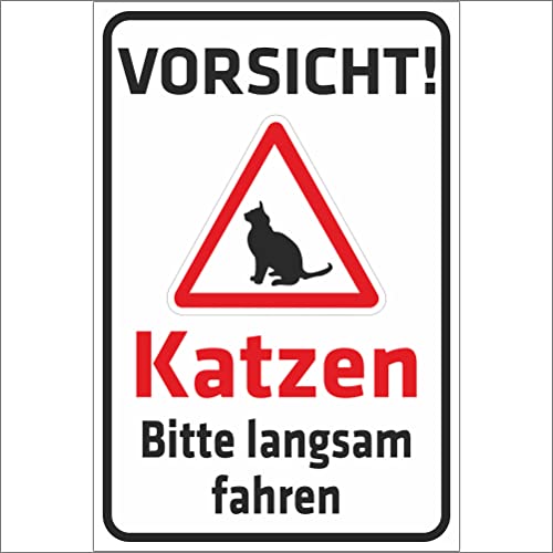 INDIGOS UG - Schild Vorsicht Katzen - Bitte langsam Fahren - 400x300 mm - 3mm Aluverbund Schilder für Hotel, Firma, Schutz, Kita, Arzt, Praxis, Wohnung - UV- & wetterbeständig - Hinweisschild INDIGOS UG - Schild Vorsicht Katzen - Bitte langsam Fahren - 400x300 mm - 3mm Aluverbund Schilder für Hotel, Firma, Schutz, Kita, Arzt, Praxis, Wohnung - UV- & wetterbeständig - Hinweisschild von INDIGOS