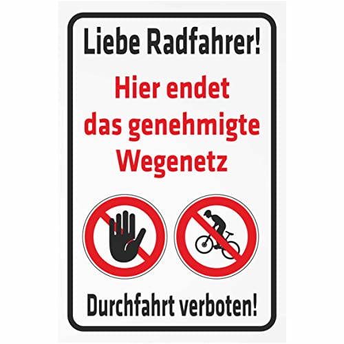 Indigos UG Aufkleber Liebe Radfahrer Hier endet das genehmigte Wegenetz Durchfahrt verboten 200x150 mm Hotel, Firma, Schutz, Kita, Arzt, Praxis, Wohnung Sicherheit Warnung Indigos UG Aufkleber Liebe Radfahrer Hier endet das genehmigte Wegenetz Durchfahrt verboten 200x150 mm Hotel, Firma, Schutz, Kita, Arzt, Praxis, Wohnung Sicherheit Warnung von INDIGOS