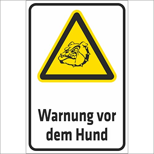 Indigos UG Aufkleber Warnung vor dem Hund (Wachhund) - 200x150 mm - Hotel, Firma, Schutz, Kita, Arzt, Praxis, Wohnung - Sicherheit - Warnung von INDIGOS