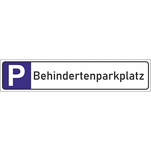 INDIGOS UG - Behindertenparkplatz - Schild - 52x11cm - Parkplatzschild Parkplatz - Alu-Dibond - Kennzeichen - Namensschild - Garage, Hotel, Parkplatz, Schule, Carport Firma von INDIGOS