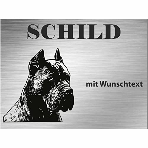 INDIGOS UG - Schilder selbst gestalten Cane Corso - Wunschtext personalisiert - Aluverbundplatte Edelstahllook - ab 20x15 cm - Spruch - Deko Geschenkidee für Ihren Hund - Zaun - Türschild INDIGOS UG - Schilder selbst gestalten Cane Corso - Wunschtext personalisiert - Aluverbundplatte Edelstahllook - ab 20x15 cm - Spruch - Deko Geschenkidee für Ihren Hund - Zaun - Türschild von INDIGOS