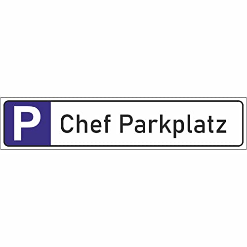 INDIGOS UG - Chef Parkplatz - Schild - 52x11cm - Parkplatzschild Parkplatz - Alu-Dibond - Kennzeichen - Namensschild - Garage, Hotel, Parkplatz, Schule, Carport Firma von INDIGOS