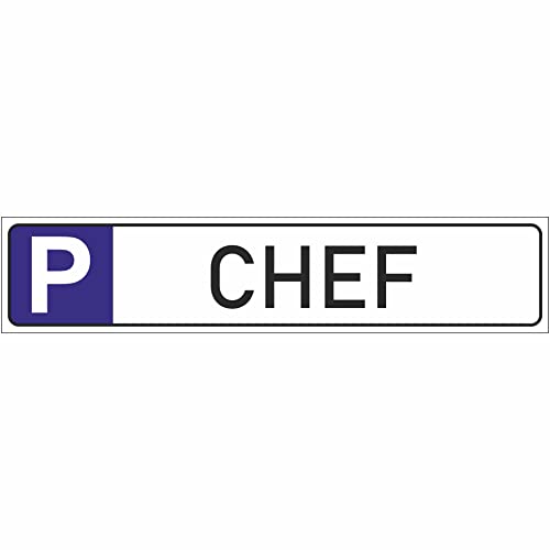 INDIGOS UG - Chef - Schild - 52x11cm - Parkplatzschild Parkplatz - Alu-Dibond - Kennzeichen - Namensschild - Garage, Hotel, Parkplatz, Schule, Carport Firma von INDIGOS