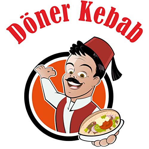 Indigos UG Döner Kebab Aufkleber 60x60 cm bunt - für Schaufensterscheibe - Bistro - Imbiss - Döner Aufkleber gedruckt von INDIGOS