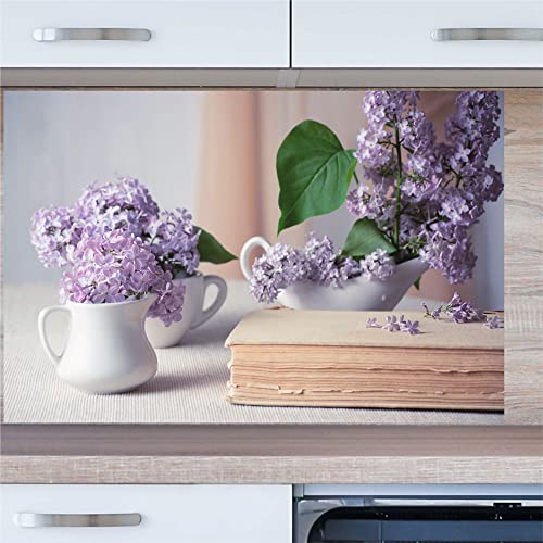 INDIGOS UG Küchenrückwand - Blumen - 100x60 cm ESG Echtglas Bedruckt - mit Bild - Motiv - Küche - Rückwand - Glasplatte - Spritzschutz - Herd - Ofen von INDIGOS