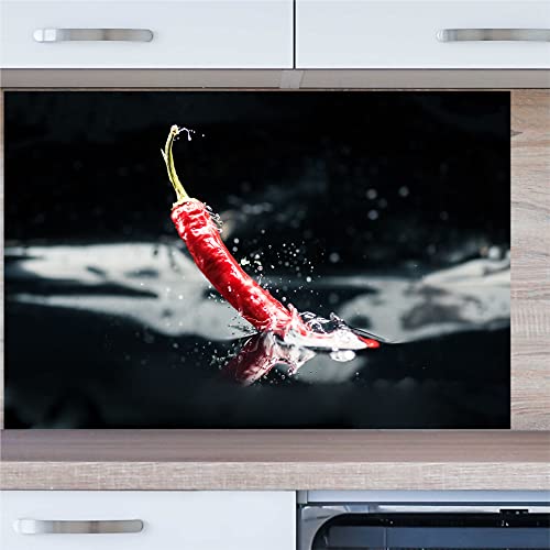 INDIGOS UG Küchenrückwand - Chili im Wasser - 100x60 cm ESG Echtglas Bedruckt - mit Bild - Motiv - Küche - Rückwand - Glasplatte - Spritzschutz - Herd - Ofen von INDIGOS