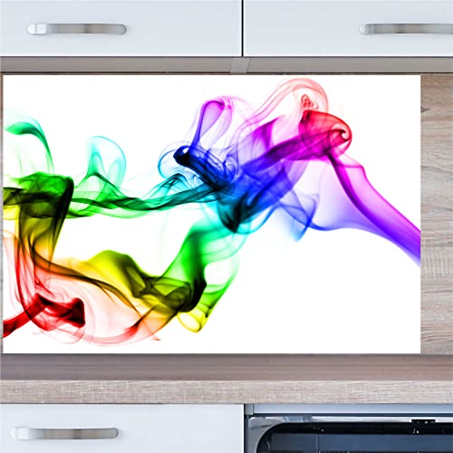 INDIGOS UG Küchenrückwand - Farben - 80x50 cm ESG Echtglas Bedruckt - mit Bild - Motiv - Küche - Rückwand - Glasplatte - Spritzschutz - Herd - Ofen von INDIGOS