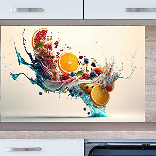 INDIGOS UG Küchenrückwand - Früchte - 100x50 cm ESG Echtglas Bedruckt - mit Bild - Motiv - Küche - Rückwand - Glasplatte - Spritzschutz - Herd - Ofen von INDIGOS