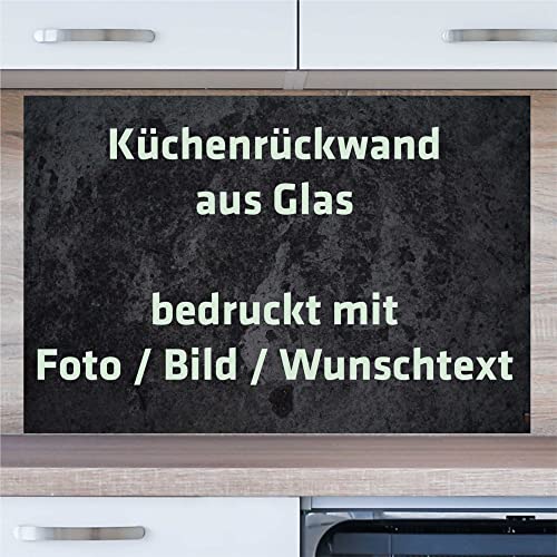 INDIGOS UG Küchenrückwand - mit Ihrem Foto und Wunschtext - 80x50 cm ESG Echtglas Bedruckt individuell personalisiert - mit Bild - Motiv - Küche - Rückwand - Glasplatte - Spritzschutz - Herd - Ofen von INDIGOS