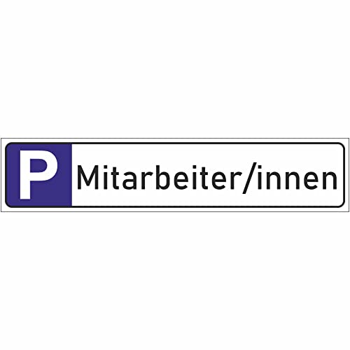 INDIGOS UG - Mitarbeiterin - Schild - 52x11cm - Parkplatzschild Parkplatz - Alu-Dibond - Kennzeichen - Namensschild - Garage, Hotel, Parkplatz, Schule, Carport Firma von INDIGOS