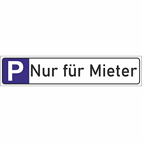 INDIGOS UG - Nur für Mieter - Schild - 52x11cm - Parkplatzschild Parkplatz - Alu-Dibond - Kennzeichen - Namensschild - Garage, Hotel, Parkplatz, Schule, Carport Firma von INDIGOS