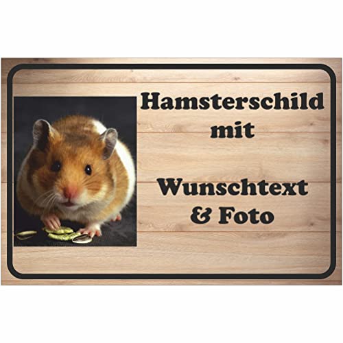 INDIGOS UG - PVC 5mm Schild - Hamster - mit Wunschtext und Foto - Spruch - Design Deko Geschenkidee individuell personalisiert - Hamsterschild selbst gestalten von INDIGOS