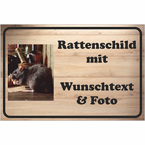 INDIGOS UG - PVC 5mm Schild - Ratte - mit Wunschtext und Foto - Spruch - Design Deko Geschenkidee individuell personalisiert - Rattenschild selbst gestalten von INDIGOS