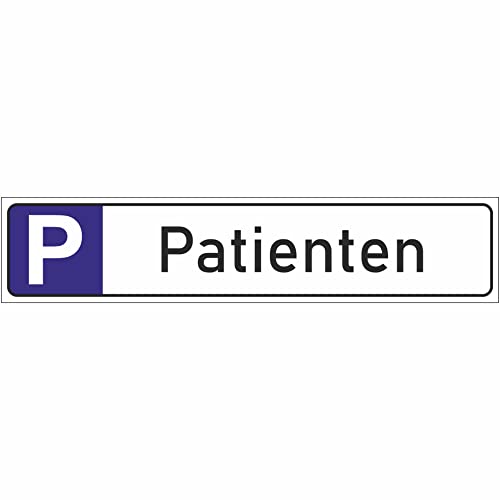 INDIGOS UG - Patienten - Schild - 52x11cm - Parkplatzschild Parkplatz - Alu-Dibond - Kennzeichen - Namensschild - Garage, Hotel, Parkplatz, Schule, Carport Firma von INDIGOS