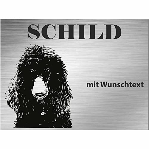 INDIGOS UG - Schilder selbst gestalten Pudel - Wunschtext personalisiert - Aluverbundplatte Edelstahllook - ab 20x15 cm - Spruch - Deko Geschenkidee für Ihren Hund - Zaun - Türschild INDIGOS UG - Schilder selbst gestalten Pudel - Wunschtext personalisiert - Aluverbundplatte Edelstahllook - ab 20x15 cm - Spruch - Deko Geschenkidee für Ihren Hund - Zaun - Türschild von INDIGOS