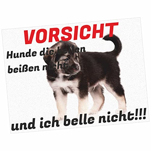 INDIGOS UG - Schild bedruckt - Vorsicht Hunde - Foto & Wunschtext personalisiert - Alu-Dibond - ab 20x15 cm - Spruch - Deko Geschenkidee für Ihr Tier - Zaun - Türschild von INDIGOS