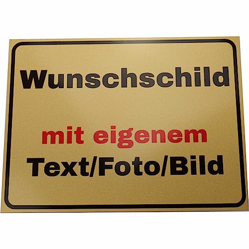 INDIGOS UG - Schilder selbst gestalten - Schild personalisiert 20x15cm - Aluminium Gold matt 0,5mm - extrem leicht - personalisiert mit Foto und Text - Logo - für Garage, Hotel, Parkplatz, Schule, INDIGOS UG - Schilder selbst gestalten - Schild personalisiert 20x15cm - Aluminium Gold matt 0,5mm - extrem leicht - personalisiert mit Foto und Text - Logo - für Garage, Hotel, Parkplatz, Schule, von INDIGOS