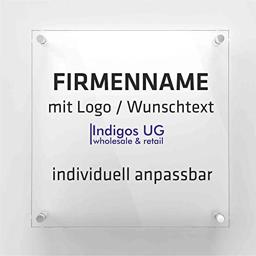 INDIGOS UG - Schilder selbst gestalten - 5mm Acrylglas Schild - 60x60 cm - Platte bedruckt mit Wunschtext - Firmenname - personalisierte Geschenke - für Firma Büro Tür Eingang Hotel INDIGOS UG - Schilder selbst gestalten - 5mm Acrylglas Schild - 60x60 cm - Platte bedruckt mit Wunschtext - Firmenname - personalisierte Geschenke - für Firma Büro Tür Eingang Hotel von INDIGOS