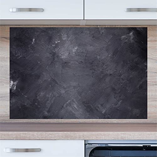 INDIGOS UG Spritzschutz - Beton schwarz - 110x60 cm - Aluverbund Platte Bedruckt - mit Bild - Motiv - Küche - Küchenrückwand - Schild - Spritzschutz - Herd - Ofen von INDIGOS