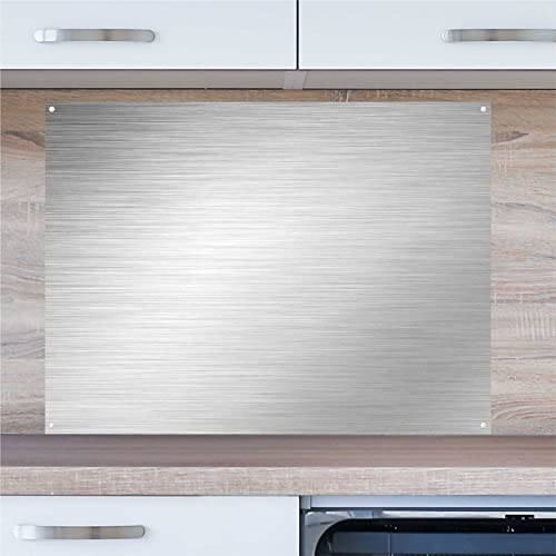 INDIGOS UG Spritzschutz - Edelstahllook - 100x50 cm - Aluverbund Platte - Küche - Küchenrückwand - Schild - Ofen - Fliesenspiegel - Herd von INDIGOS