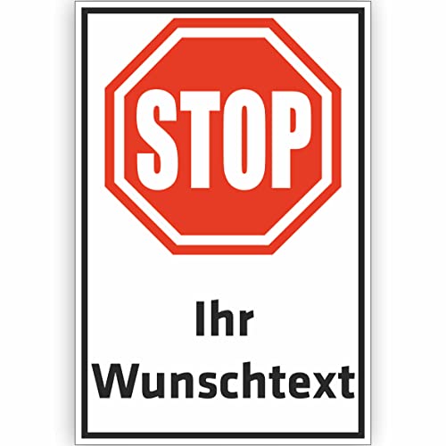 INDIGOS UG - WUNSCHTEXT Schild - 20x15cm - Aufkleber - STOP - HALT - personalisiert Text - Straßenschild - Namensschild - Hausnummer - Garage, Hotel, Parkplatz, Schule, Carport Firma individuell INDIGOS UG - WUNSCHTEXT Schild - 20x15cm - Aufkleber - STOP - HALT - personalisiert Text - Straßenschild - Namensschild - Hausnummer - Garage, Hotel, Parkplatz, Schule, Carport Firma individuell von INDIGOS