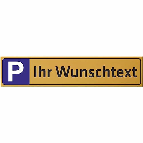 INDIGOS UG - Schilder selbst gestalten - 52x11cm - Parkplatzschild Parkplatz - Aluverbundplatte Schild personalisiert gold - Kennzeichen - Namensschild - Garage Hotel Parkplatz Schule Carport Firma von INDIGOS