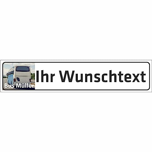 INDIGOS UG - WUNSCHTEXT Schild - 52x11cm - Parkplatzschild Parkplatz - Aluverbundplatte weiß personalisiert Text & Logo - Kennzeichen - Namensschild - Garage Hotel Parkplatz Schule Carport Firma von INDIGOS