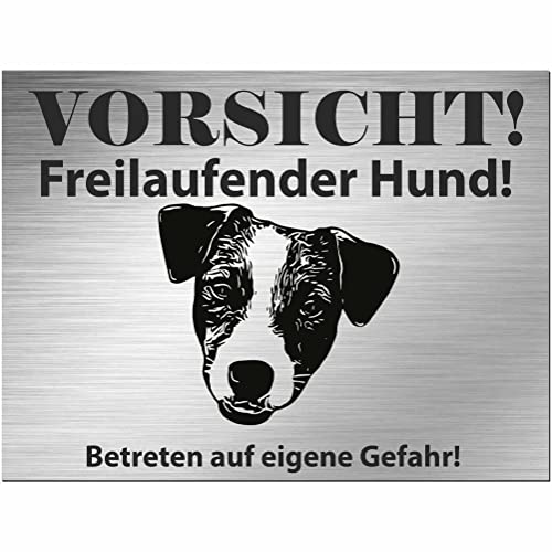 Indigos UG - Schild Jack Russell Terrier - bedruckt - Vorsicht Freilaufender Hund - Aluverbundplatte Edelstahl Look - 40x30 cm - Spruch - Deko Geschenkidee für Ihren Hund - Zaun - Türschild Indigos UG - Schild Jack Russell Terrier - bedruckt - Vorsicht Freilaufender Hund - Aluverbundplatte Edelstahl Look - 40x30 cm - Spruch - Deko Geschenkidee für Ihren Hund - Zaun - Türschild von INDIGOS